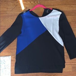 Business casual color block blouse, size small